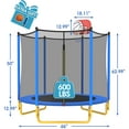 thumbnail image 2 of YORIN Trampoline for Kids, 66'' Mini Trampoline for Toddlers with Enclosure Net and Basketball Hoop, 5.5FT Indoor/Outdoor Kids Round Trampoline Gifts for Kids Ages 1-8, No-Gap Spring Cover, 2 of 7