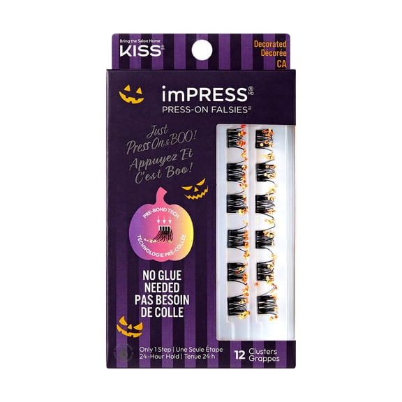 Kiss Impress Falsies Self Adhesive Eyelashes Halloween, 12 Lash Clusters  - Fright Night