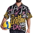 thumbnail image 4 of Valentine's Day Font Men's Casual Printed Button Down Short Sleeve Spread Collar Beach Shirts for Summer, Unisex, 4 of 6