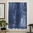 thumbnail image 4 of Navy Blue Semi Sheer Curtains Drapes for Living Room,Bedroom,French Doors Window 45 Inches Long,Retro Oil Painting Modern Abstract Art Aesthetics Rod Pocket Chiffon Curtain Drapery Voile Drape Panel, 4 of 6