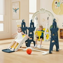 TOBBI 4 in 1 Slide and Swing Set for Toddlers, Indoor Slide Climber Toy, Swing Style,Blue,1 