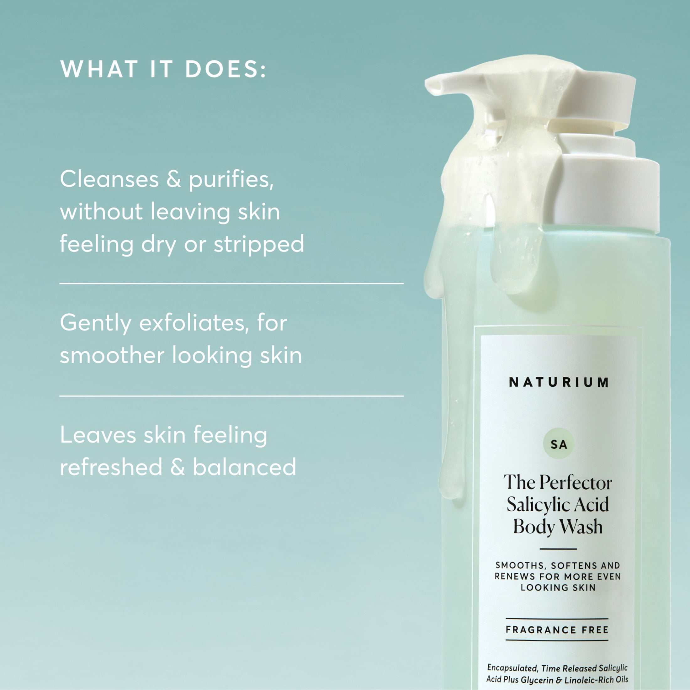 Naturium The Perfector Salicylic Acid Body Wash, Gentle & Smoothing Cleanser, 16.9 fl oz