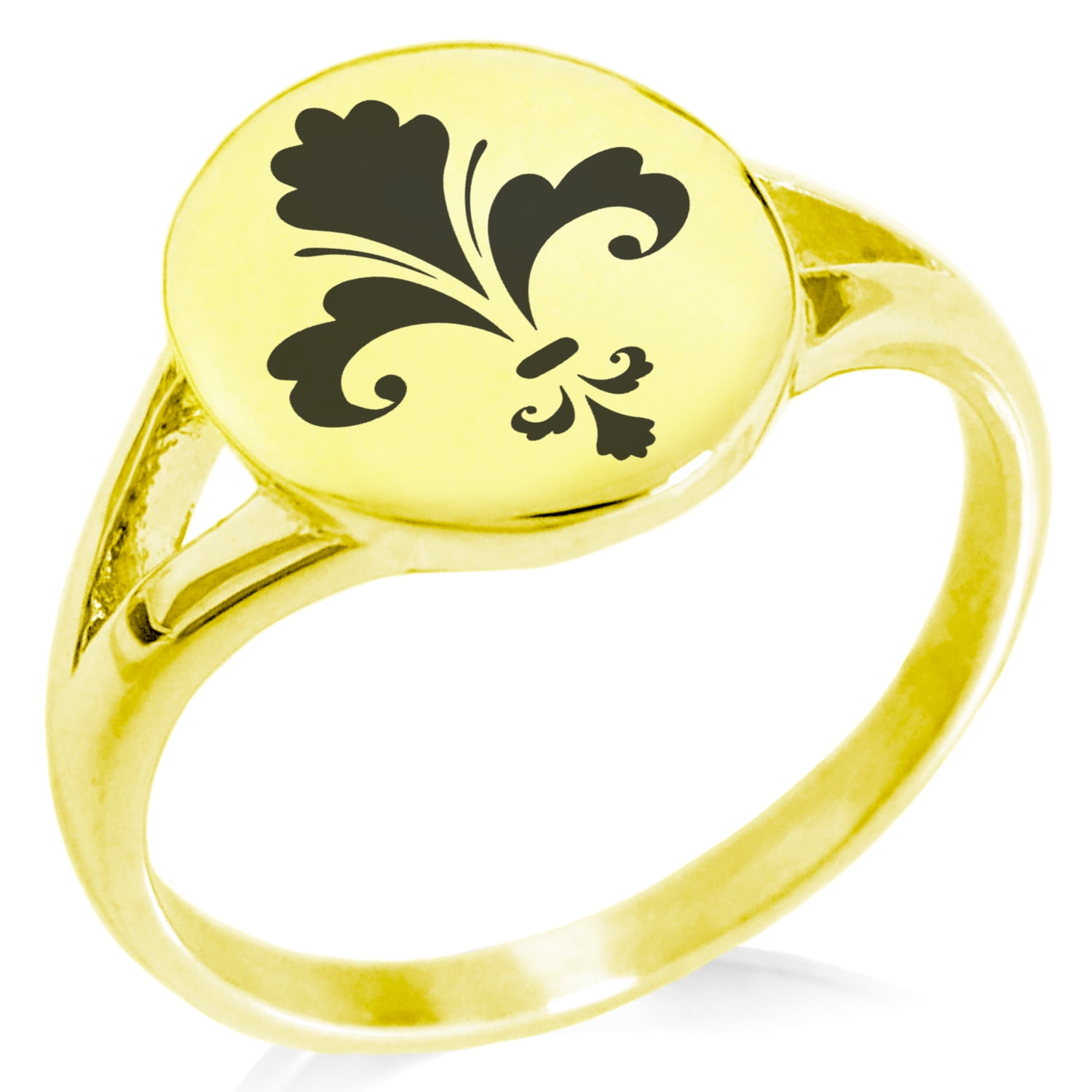 Stainless Steel Fluer De Lis Flower Cocktail Ring