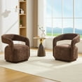 thumbnail image 4 of CQSXDA Chenille Fabric Swivel Accent Armchair, Barrel Leisure Chair With Curved Backrest, 22-Inch Seat Depth, Brown, 4 of 15