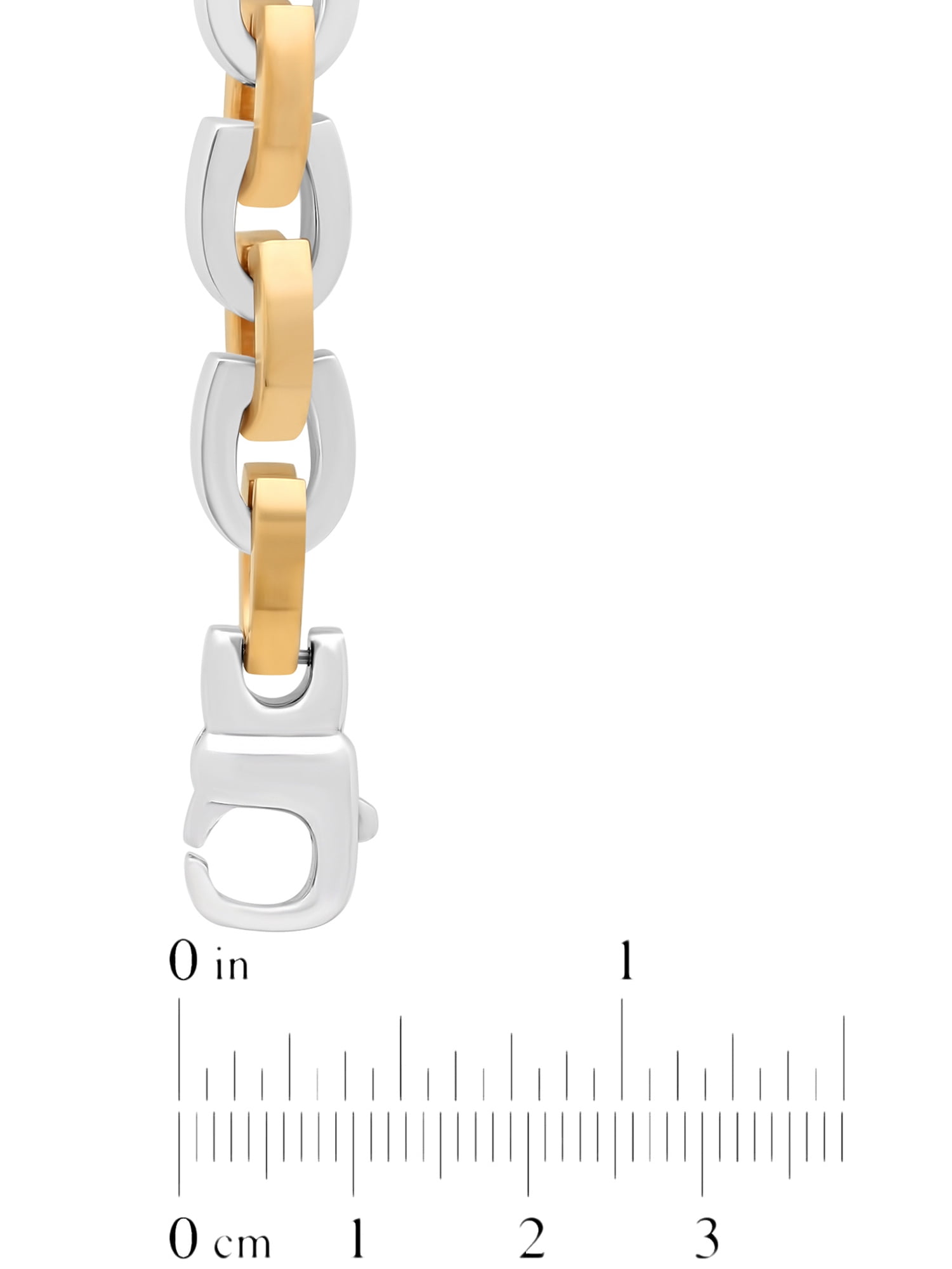 Mens Two-Tone Stainless Steel Horseshoe Link Chain Necklace