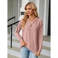 thumbnail image 2 of Cuteduck Women's Long Sleeve Pullover Tops for V Neck Button Loose Casual T-shirt XL(US16-18), 2 of 5