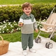 thumbnail image 2 of TOWED22 Baby Boy Toddler Fall Outfit Striped Sweatshirt Toddler Boy Winter Waffle Clothes 3 6 12 18 Months 2 3 4 5 6 7 8 9 T Pant Set,Green,18-24 M, 2 of 6