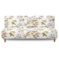 thumbnail image 2 of ZIATUBLES Floral White Armless Sofa Futon Slipcover, Stretch Soft Couch Cover with Elastic Bottom, Dustproof Washable Sofa Bed Cover for Living Room Bedroom, 2 of 9