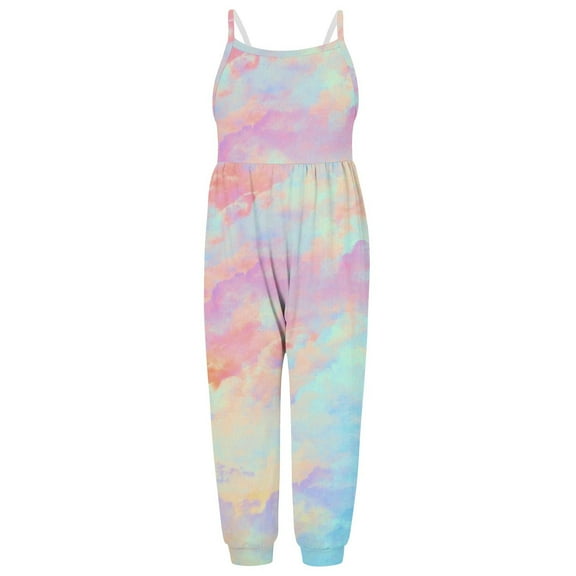 Zkozptok Toddler Baby Girl Jumpsuit Sleeveless Sequin printed Strap Romper Kids Baby Pants with Pockets Summer Outfit Clothes