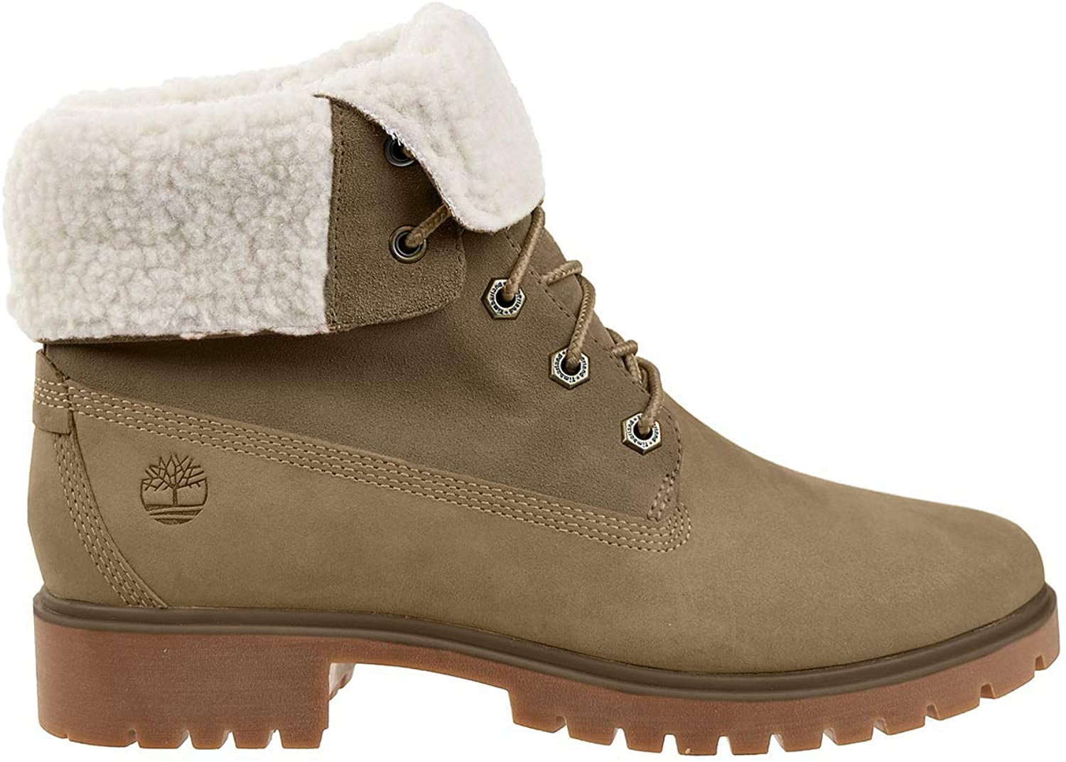 Timberland Jayne Fleece Fold Down Women's Boots Light Brown Nubuck tb0a1sgb (9 B(M) US