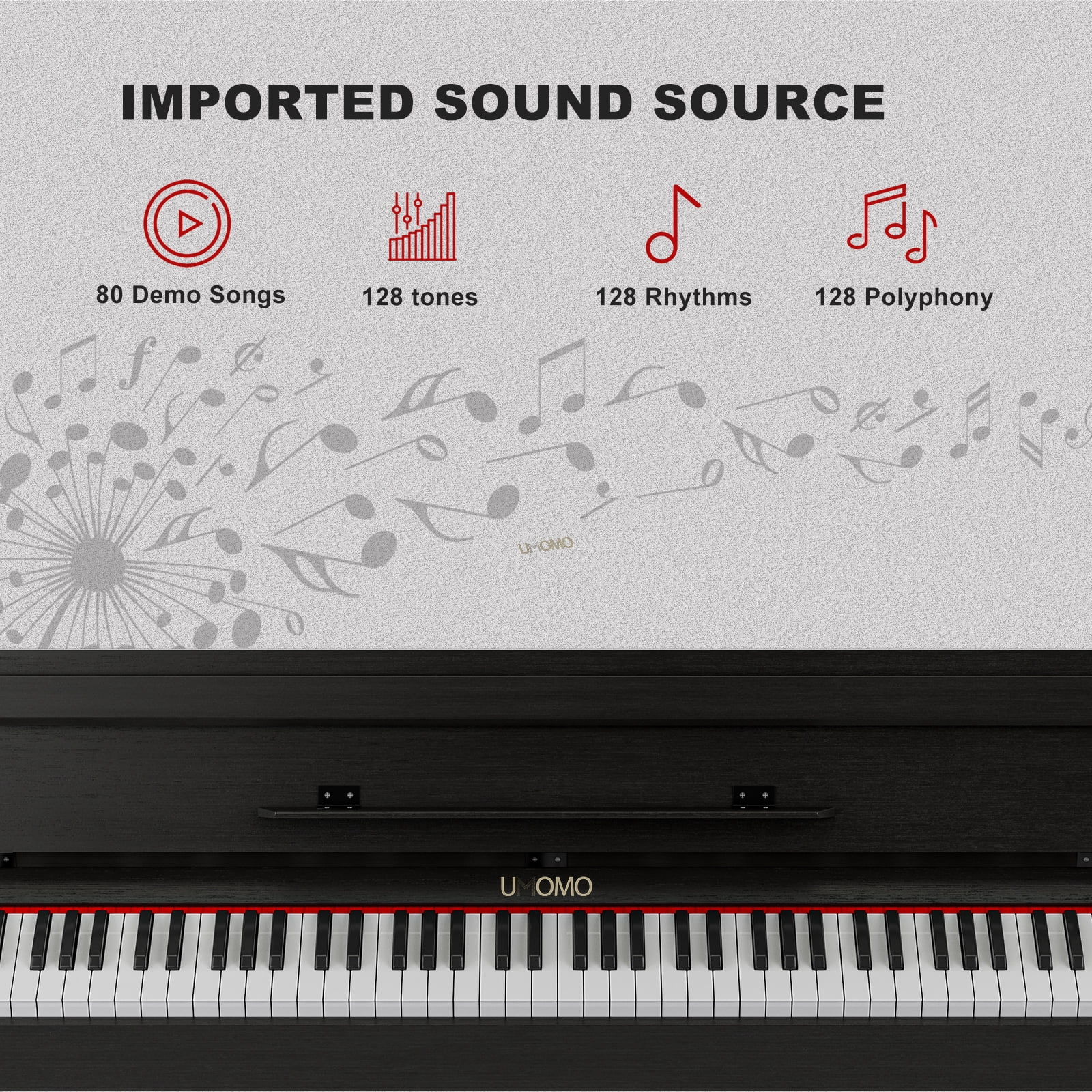 UMOMO 88 Weighted Key Digital Piano with Duet Piano Bench, Beginner Keyboard Piano Full Size Heavy Hammer Weighted Action Electric Piano Keyboard with USB MIDI, Black
