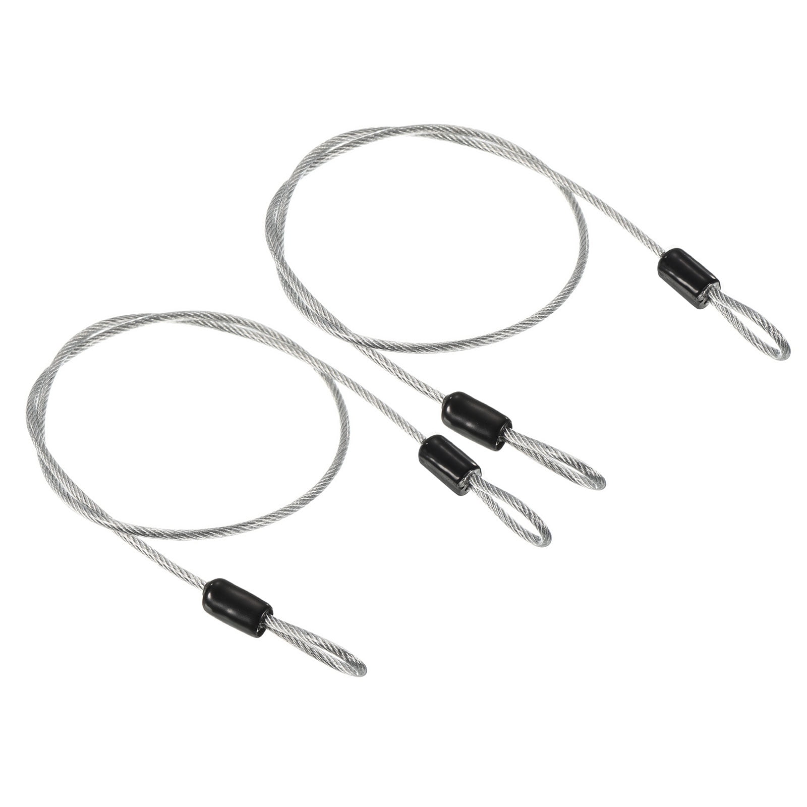 Uxcell 2.5mmx0.5m Coated Security Steel Cable Luggage Lock Wire Rope Double Loop Transparent 2