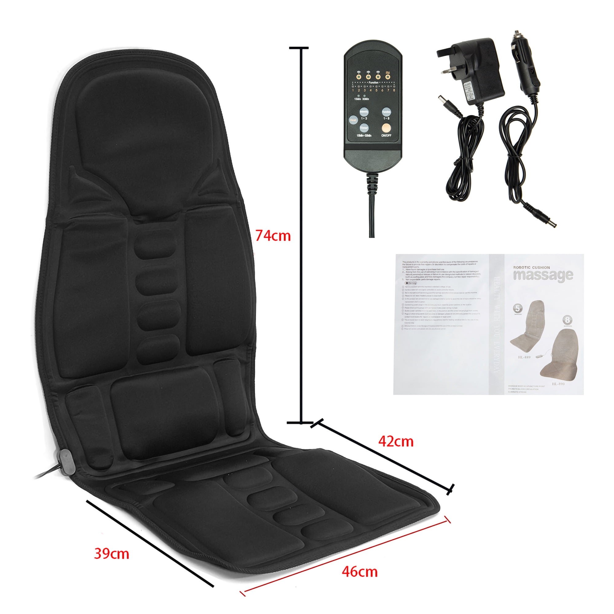 FUTATA 8 Modes 3 Strength Car/Home Seat Cushion, Whole Body Electric Vibrating Heat Massager With Heating, Massage Full Back And Neck Legs Waist Buttocks