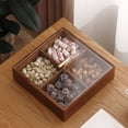 thumbnail image 3 of Square Serving Tray with Lid, Divided Wooden Tray with Lid, Square Serving Tray with Lid  4 Compartments, Dried Fruit Tray Snack Box 4 Compartment Dry Food Organizer Food Platter, 3 of 5