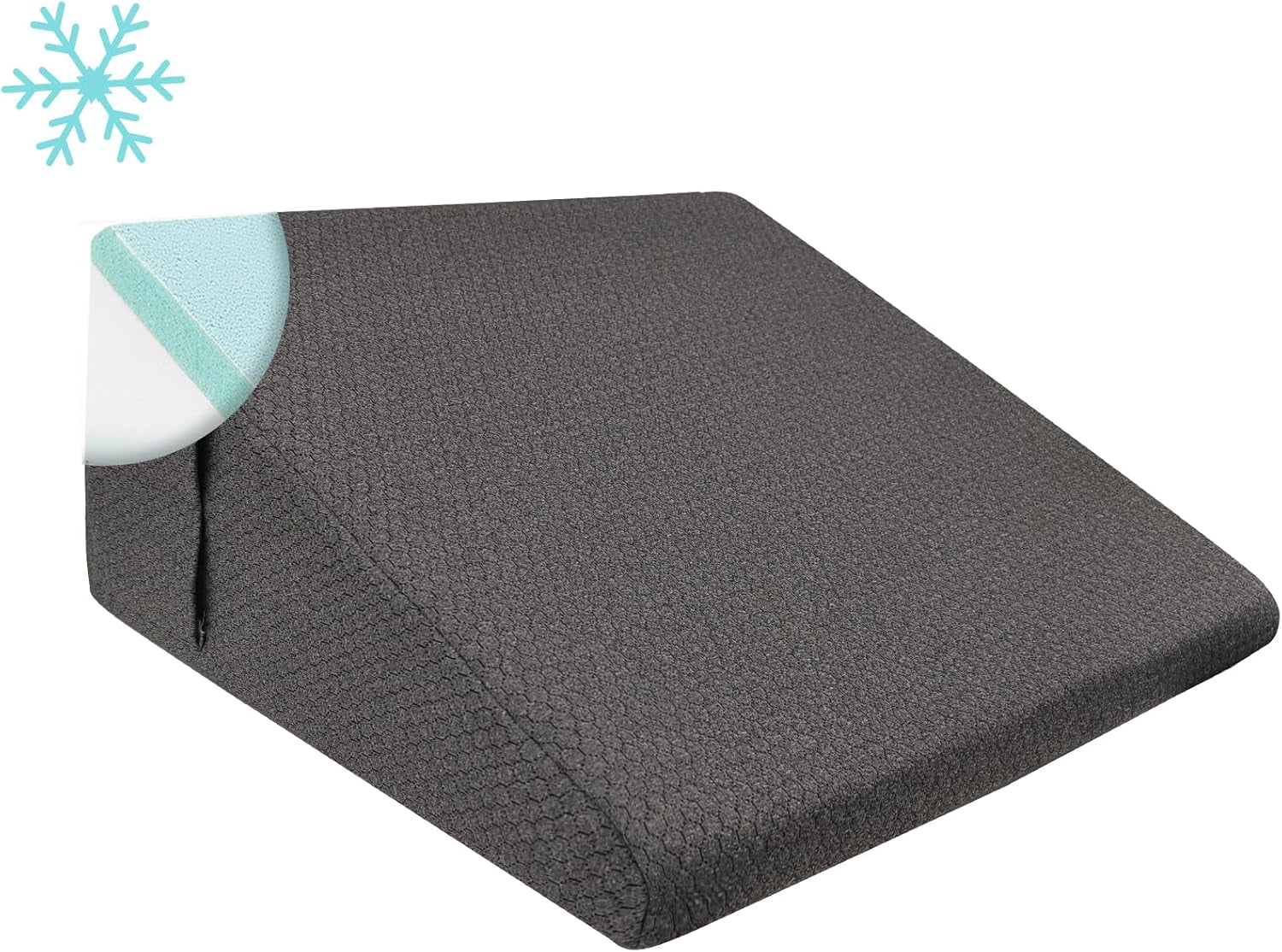 Wedge Pillow, 10 inch Bed Wedge Pillow for Headboard, Pillow Wedge for Acid Reflux Relief, Sleeping, Back Pain Relief, Snoring, Triangle Pillow Wedge, White/Grey