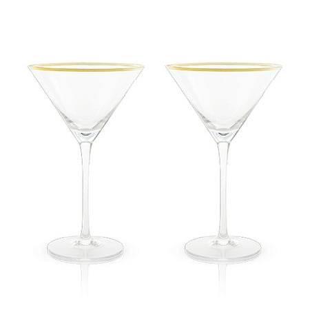 Crystal Martini Glass Set - Belmont: Gold Rimmed Crystal Martini Glasses (Set of 2)
