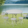 thumbnail image 5 of OSM 4Ft Round Folding Table, Indoor Outdoor Plastic Dining Card Table with Handle and Lock for Picnic Party Banquet Wedding, Grey, 5 of 8