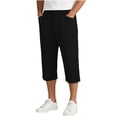 thumbnail image 4 of Axiiglly Capri Pants for Men, Drawstring Mid Waist Loose Fit Pants, Beach Vacation Stretchy Capris with Pockets, S-2XL, 4 of 7