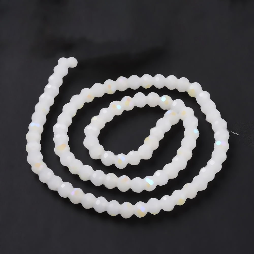 10 Strand Electroplate Glass Beads Strands Imitation Jade Beads Half Plated Rainbow Plated Faceted Rondelle White 10x8mm Hole: 1mm 63~65pcs/strand 19.2~20 inch(48~50cm)