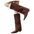 thumbnail image 5 of Miaoju Fold Over Boots for Women Knee High Shark Boots Flat Shoes Women's Long Boots, Wide Calf, Fall Winter Shoes, 5 of 9