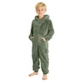 thumbnail image 3 of Letdown Flannel Onesie Pajamas for Boys Girls Furry Pj Jumpsuits Warm Rompers One Piece Sleepwear Long Sleeve Hooded Winter Solid Rompers, 3 of 6