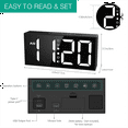 thumbnail image 4 of Vibrating Alarm Clock 7.5in Large Display LED Loud with Bed Shaker for Heavy Sleepers Hearing Impaired, 4 of 6