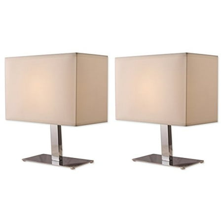 Chrome Chrome Accent Lamp (Lightaccents 1040TL-20 Light Accents Bedroom Side Metal Table Lamp Chrome Finish with Off White Shade)