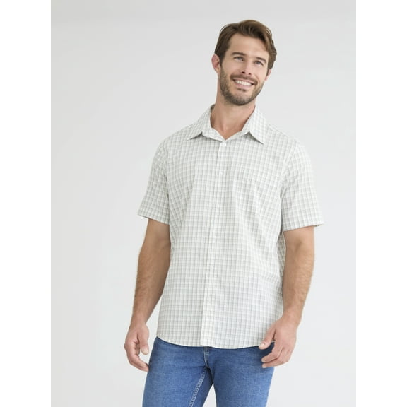 George Men's and Big Men's Button Up Commuter Shirt with Short Sleeves, Sizes S-3XL