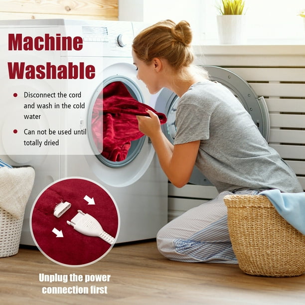 Gymax 84 x90 Heated Blanket Queen Size Electric Heated Throw Blanket w Timer Red Walmart