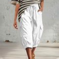 thumbnail image 2 of YDTUYT Capris for Women with Pockets Wide Leg Cargo Pants High Elastic Waist Hiking Travel Ladies Baggy Trousers Loose Fit Casual Lounge Yoga Workout Palazzo Sweatpants Outdoor Golf Jogger White, 2 of 8