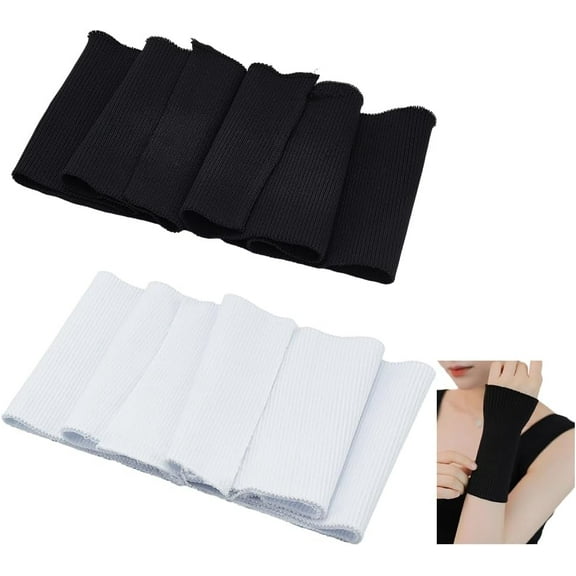 2 Colors Elastic Fiber Ribbing Fabric 37.4x5.1 Inch Black White Rib Knit Fabric for Cuffs and Waistband Stretch Neckline Collar Trim Material for Jacket Sewing Waistband Cuffs Welt Edge