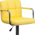 thumbnail image 3 of 2 Pk. Contemporary Yellow Quilted Vinyl Adjustable Height Barstool with Arms and Chrome Base, 3 of 9