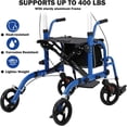 thumbnail image 7 of 2-in-1 Rollator Walker & Transport Wheelchair Combo for Seniors – Lightweight Folding Mobility Aid, Brakes, Seat, Backrest, Footrest, 300 lb Capacity, Aluminum Alloy, 7 of 7
