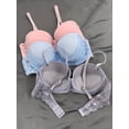 thumbnail image 3 of 3pcs Push Up Anti-Sagging Lace Balconette Bras - Enhance Your Everyday Look!, 3 of 5