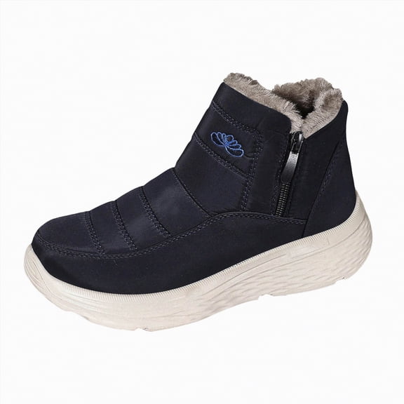 CAICJ98 Women's Winter Boots Comfortable Warm Lined Ankle Booties Slip On Waterproof Short Boots Outdoor Snow Boots Women (Blue,Size 7.5)