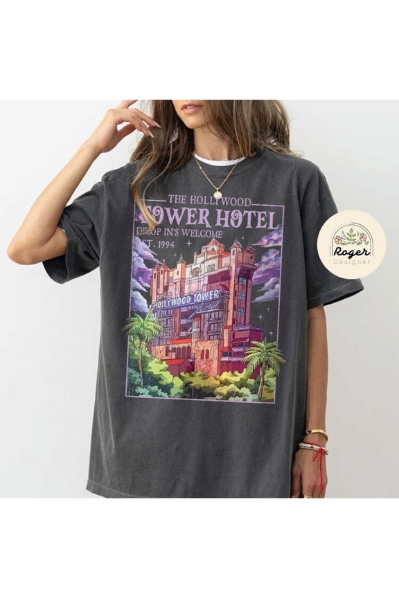Vintage The Hollywood Tower Hotel Disney Hollywood Studios T-Shirt, WDW Disneyland Family Vacation 2025, The Twilight Zone Tower of Terror Tee