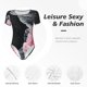 thumbnail image 4 of Balery Pink White Ocean Waves Body de cuello redondo de manga corta para mujer Tops de manga corta Tops básicos-X-Large, 4 of 7