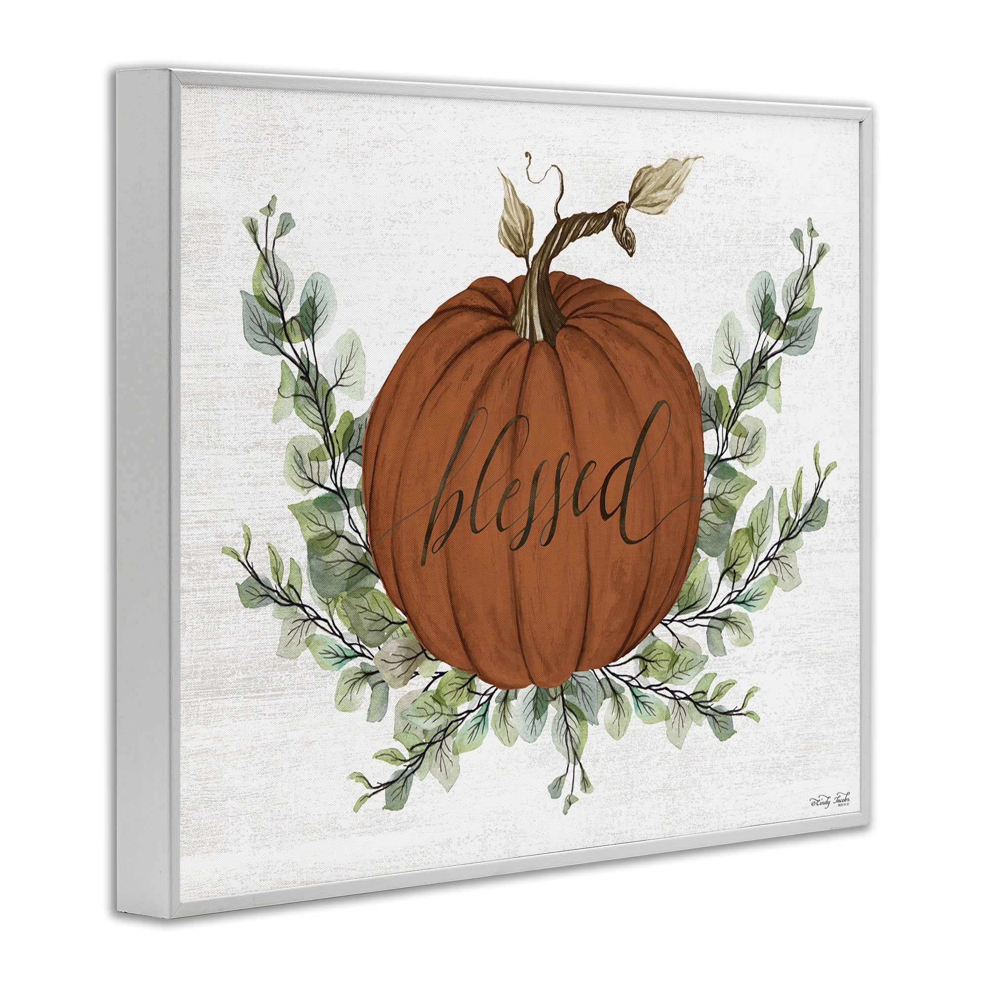 Stupell Industries Orange Blessed Pumpkin Food & Beverage Painting White Framed Art Print Wall Art, 30 x 24