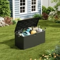 thumbnail image 7 of Soonbuy 100 Gallon Resin Deck Box, Lockable Waterproof Outdoor Storage Box for Patio and Pool, Large Outside Storage Container for Cushions, Package Delivery, Garden Tools, 7 of 7