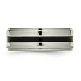 thumbnail image 3 of Chisel  Titanium Polished Black Enamel 8mm Ridged Edge Band, 3 of 9