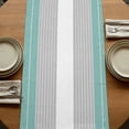 thumbnail image 5 of Turquoise Grey Stripe Table Runner, Modern Art Horizontal Striped Washable Cotton Linen Table Runners 108 Inches Long, Dresser Scarf Runner for Dining/Living Room/Kitchen/Square Tables 13''x108'', 5 of 9