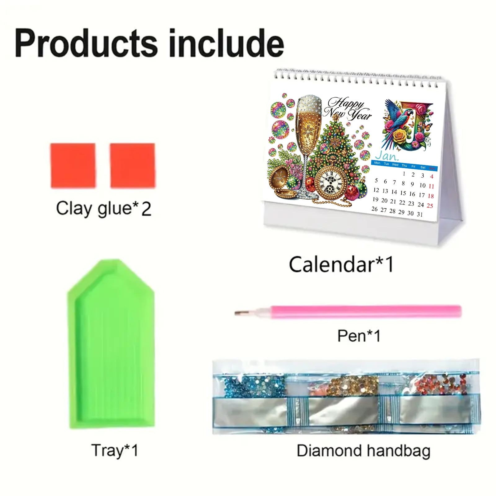 FLOPESN 2026 DIY Diamond Art Painting Desk Calendar,Monthly Flip Tabletop Calendar,Thick Paper with To Do List for Home Office Planning