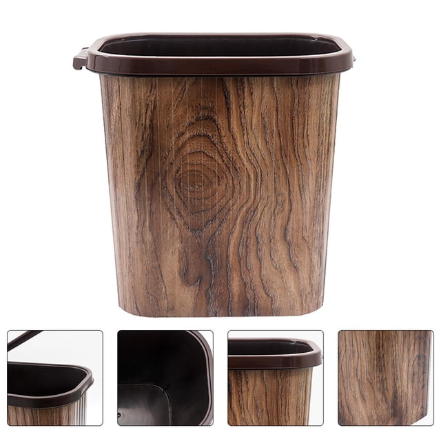 WASHWEPE 1Ud Bote De Basura Plástico Marrón Con De Madera Para Uso En El Hogar