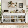 thumbnail image 5 of Homfa Buffet Cabinet with 3 Drawers and 6 Doors, 70.8" W Kitchen Sideboard Storage Cabinet, Farmhouse Coffee Bar Cabinet for Dining Room, White & Brown, 5 of 8