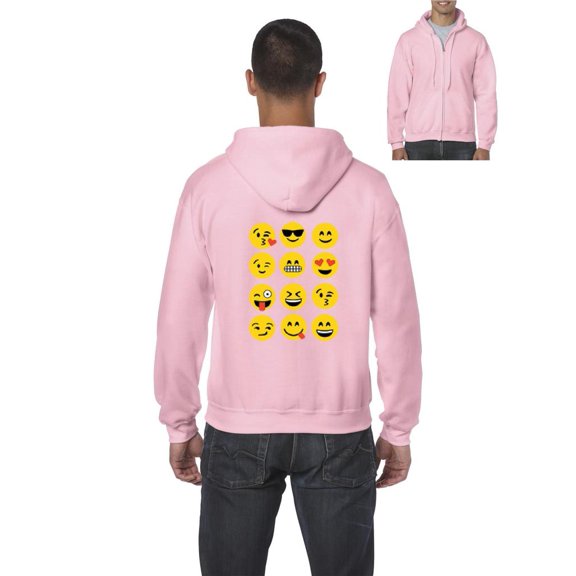 Mens Emoji Group Full-Zip Hooded Sweatshirt
