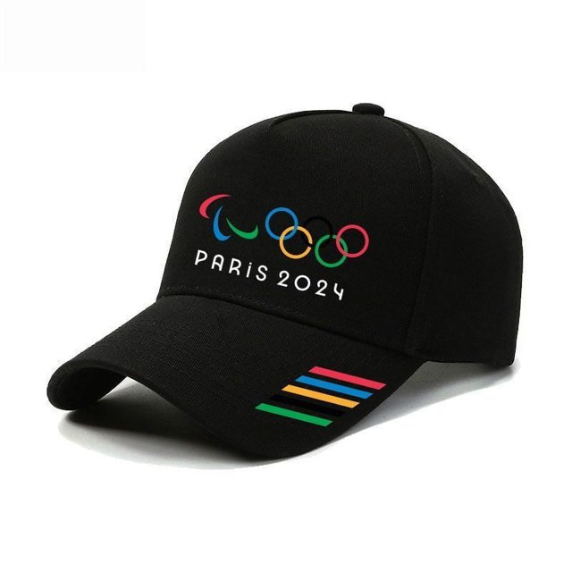 2024 Paris Games PARIS Five Rings Commemorative Cap Outdoor Sun Visor Baseball Cap style 1Black