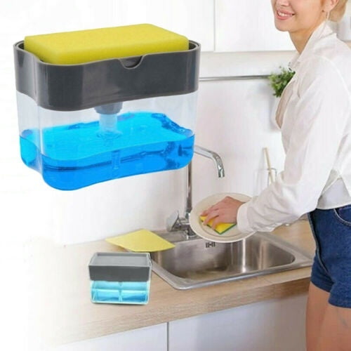Portable Soap Pump Dispenser & Sponge Holder for Kitchen Dish Soap and Sponge
