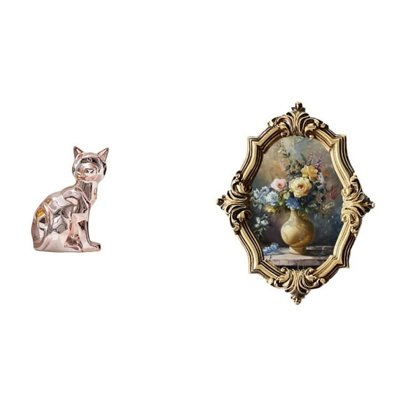 Figura de escritorio,Estatua de gato en estante,escritorio,oficina,decoración del hogar,Marco de fotos,Marco de fotos para decoración del hogar. Exhibidor de fotos.,Marco de fotos de