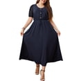 thumbnail image 1 of Vestido, Vestido de talla grande para mujer Vestido casual de cintura alta elástico de manga corta Abanopi 3X-grande, 1 of 7