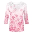 thumbnail image 5 of ICHUANYI Clearance Women's Fashion Printed Loose T-shirt 3/4 Sleeves Blouse Round Neck Casual Tops(Pink, M) ICHUANYI WER2023081401619, 5 of 5